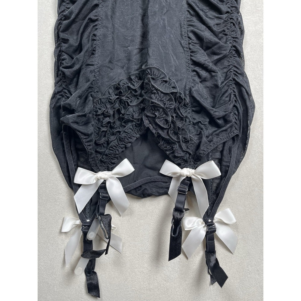 Victoria's Secret Sexy Little Things Women's Black Ruched Lingerie Garter Sz 34D - Picture 4 of 9